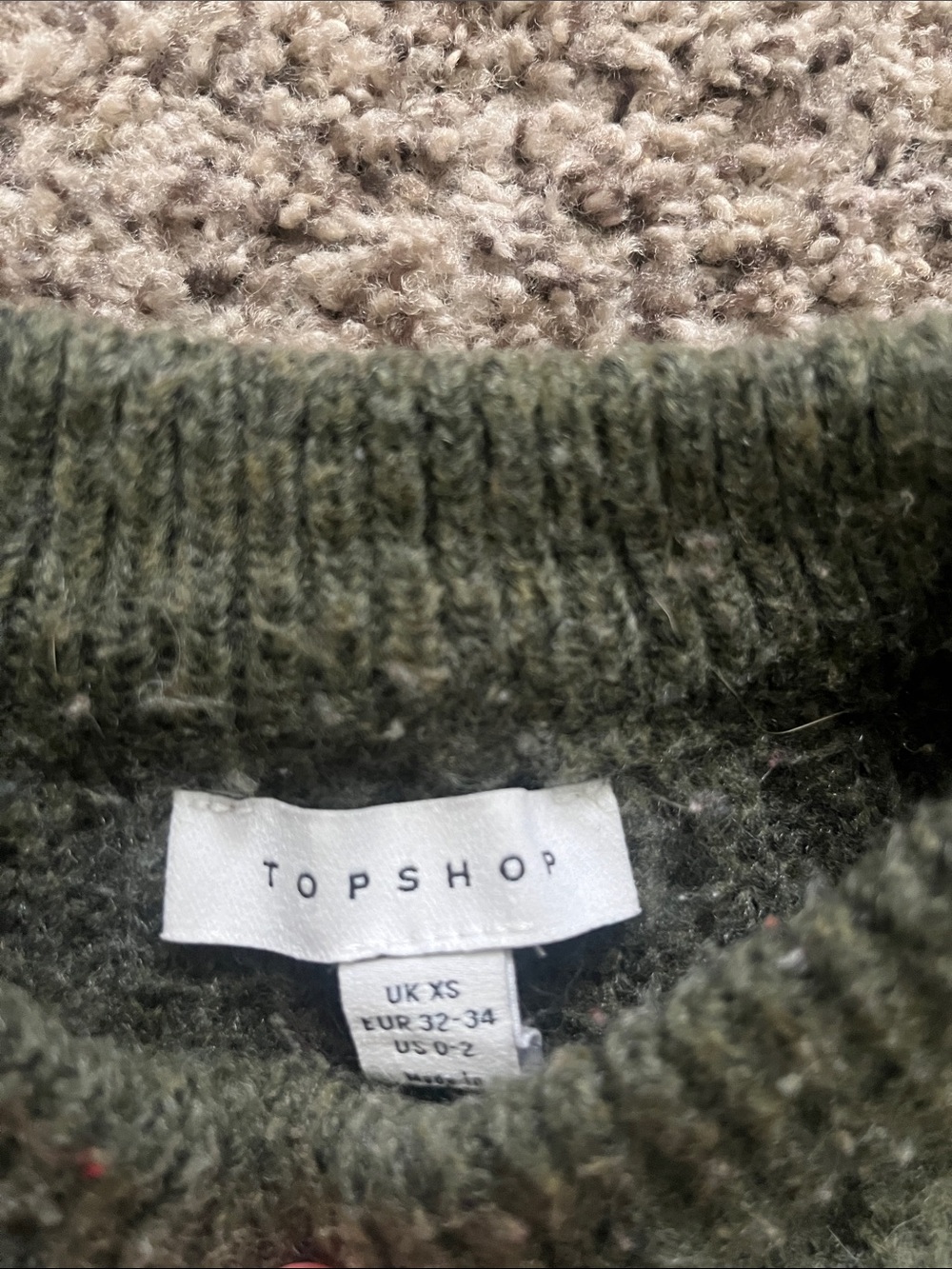 Topshop Olive Ribbed Crew Sweater - Picture 4 of 9